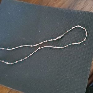 VINTAGE SILVER AND CORAL BEADS NECKLACE